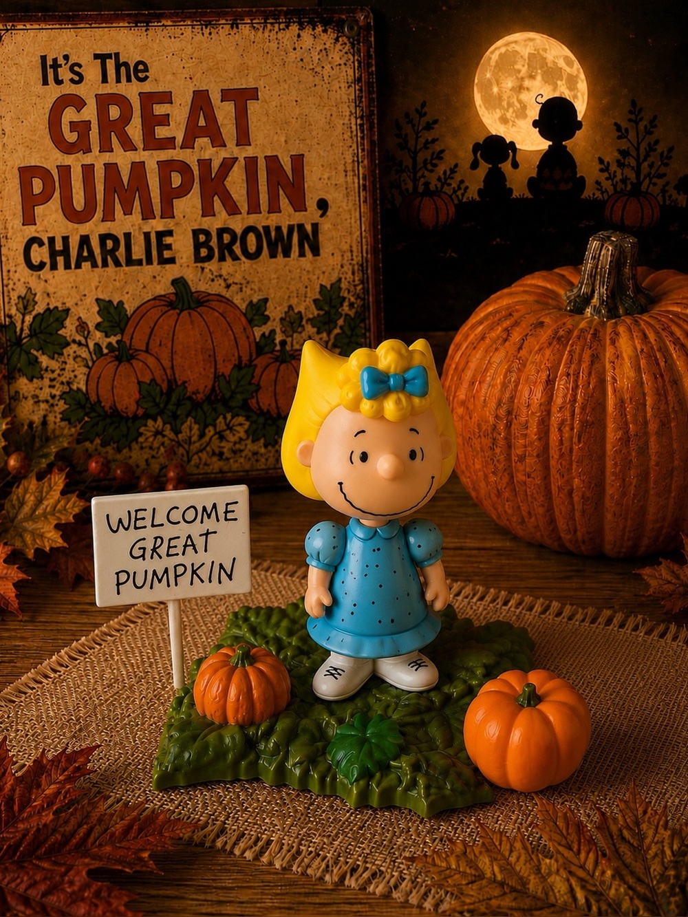 2002 Peanuts Sally Brown Great Pumpkin Halloween Figurine Set